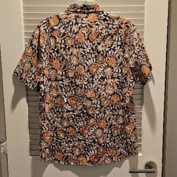 SLATE & STONE Casual Short Sleeve Shirt - Size XXL - Blue, Orange, Gold floral - Picture 4 of 4